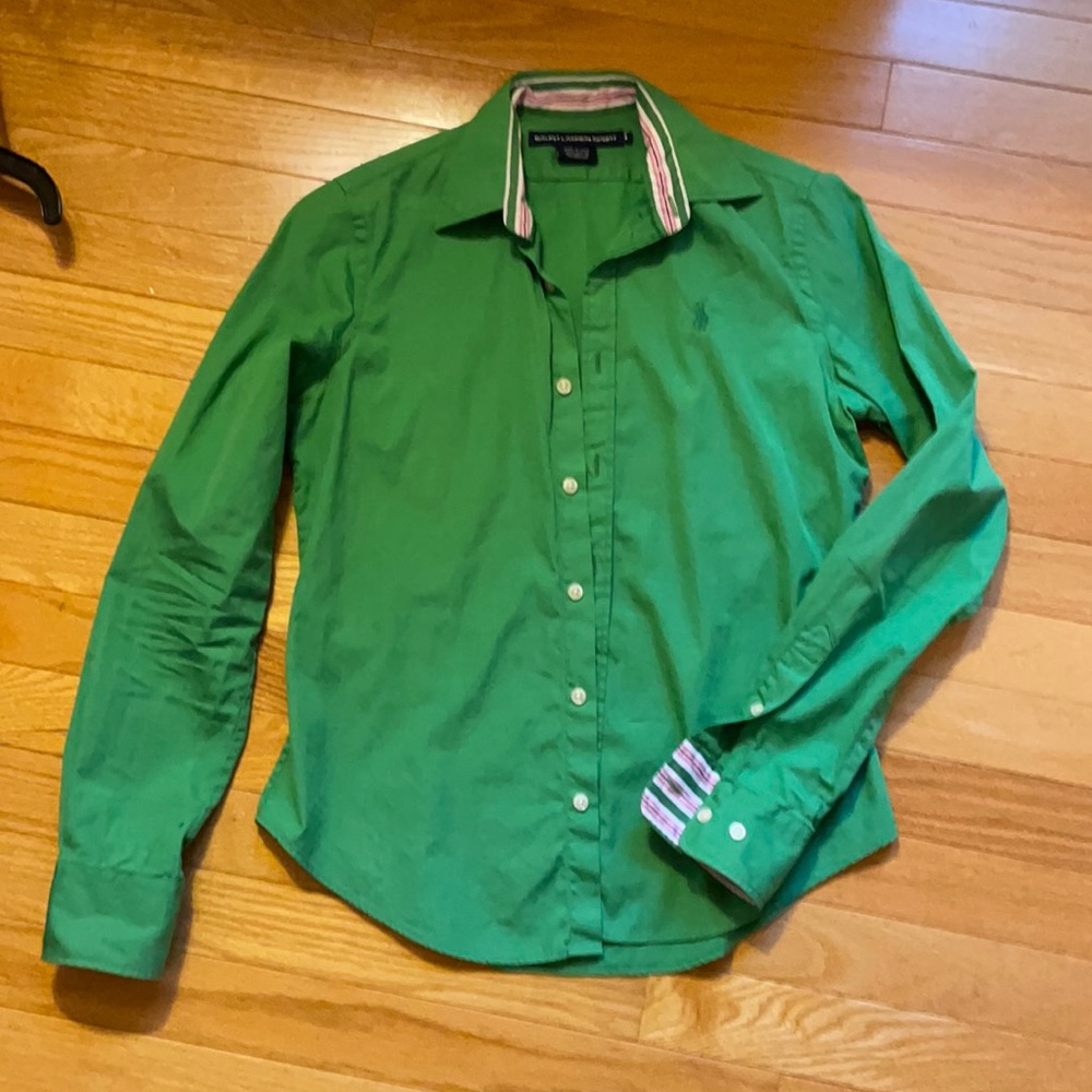 Ralph Lauren sport green blouse 100% cotton size 4
